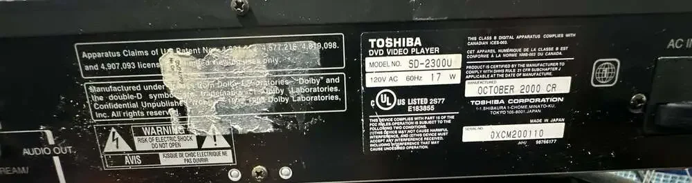 Toshiba SD-2300 DVD Video Player with Nuon Technology